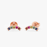 Rainbow Sapphire Curved Bar Studs, Cyla