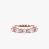 Alternating Pink and White Sapphire Half Eternity Ring, Rynn