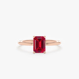 Octagon Cut Ruby Solitaire Ring, Eris