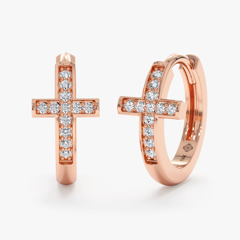 solid rose gold natural diamond earring