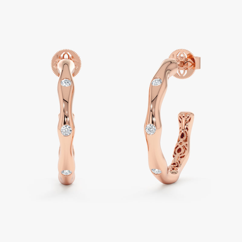 Solid Gold Diamond Hoop Earrings, Ingrid
