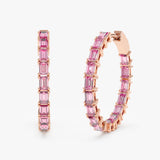 rose gold september birthstone sapphire hoops