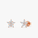 natural white diamond flower studs in marquise cut 