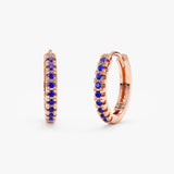 Handmade pair of solid 14k rose gold hoop huggies 