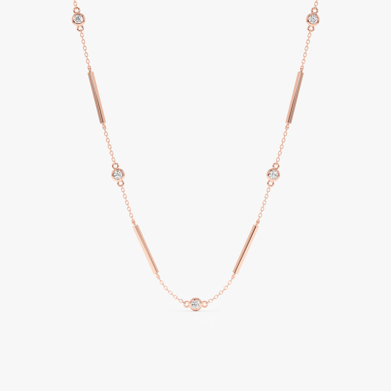 Natural Diamond & Bar Station Necklace, Meliora