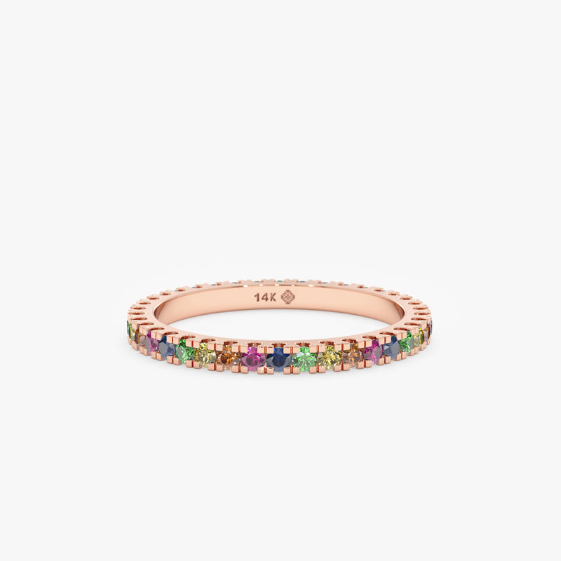rose gold colorful gemstone ring