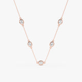 Oval Diamond Bezel Station Necklace, Caeloria