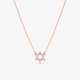ethically sourced diamond star of david necklace in solid rose gold