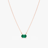 Solid Gold Emerald Oval Necklace, Loa