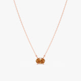 Solid Gold Citrine Oval Necklace, Loa