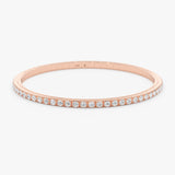 Natural Diamonds, Stretch Bangle in Solid Rose Gold