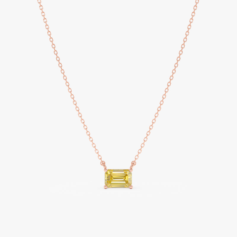 Emerald Cut Yellow Sapphire Necklace, Lexa