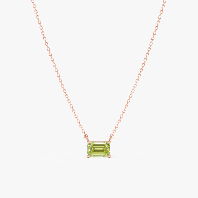 Emerald Cut Peridot Necklace, Lexa