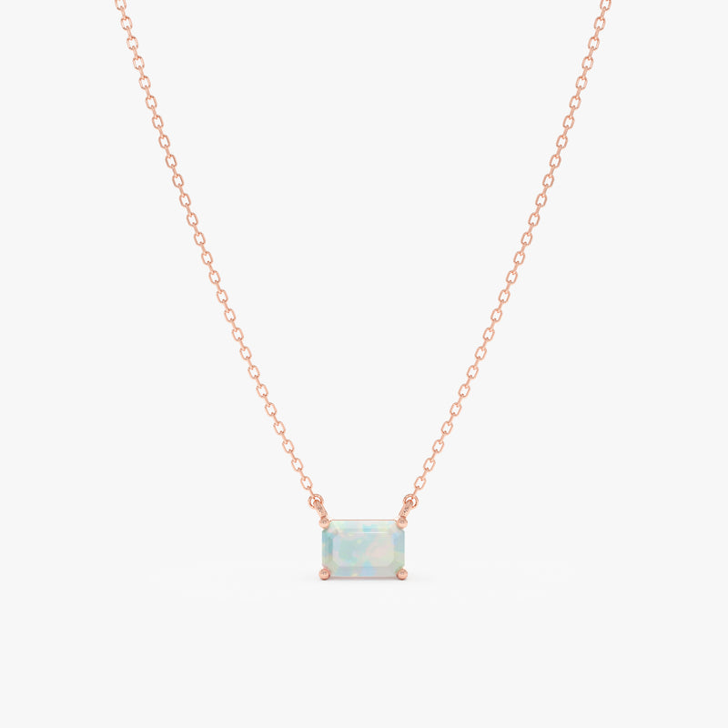 Emerald Cut Opal Necklace, Lexa