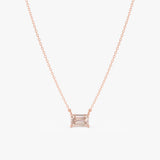 Emerald Cut Morganite Necklace, Lexa