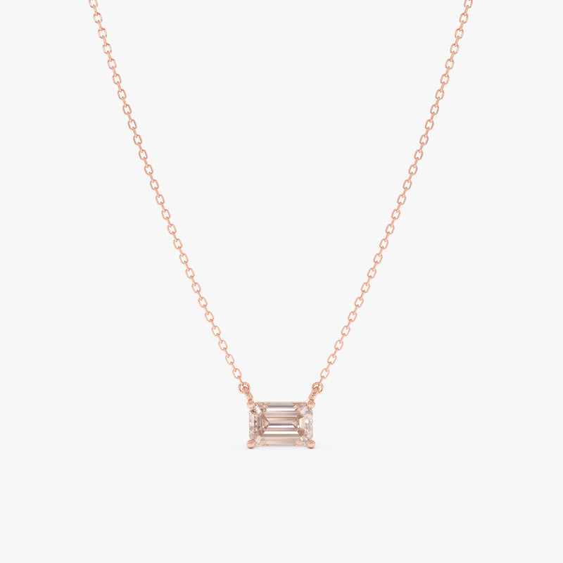 Emerald Cut Morganite Necklace, Lexa