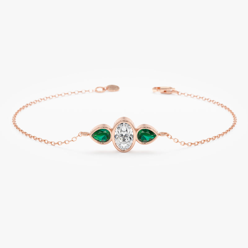 Lab Grown Diamond and Emerald Bracelet, Vaelisse