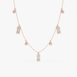 Baguette and Round Diamond Dangle Necklace, Ezri