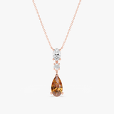 Pear Citrine Necklace with Lab-Grown Diamonds, Thessarina