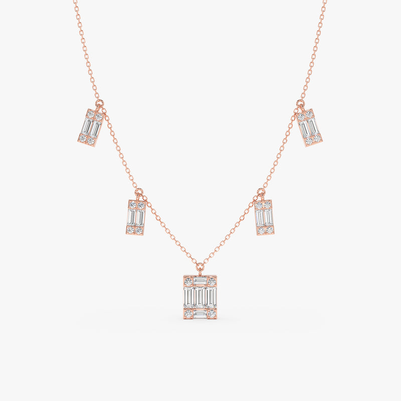 Baguette Diamond Dangle Necklace, Roux