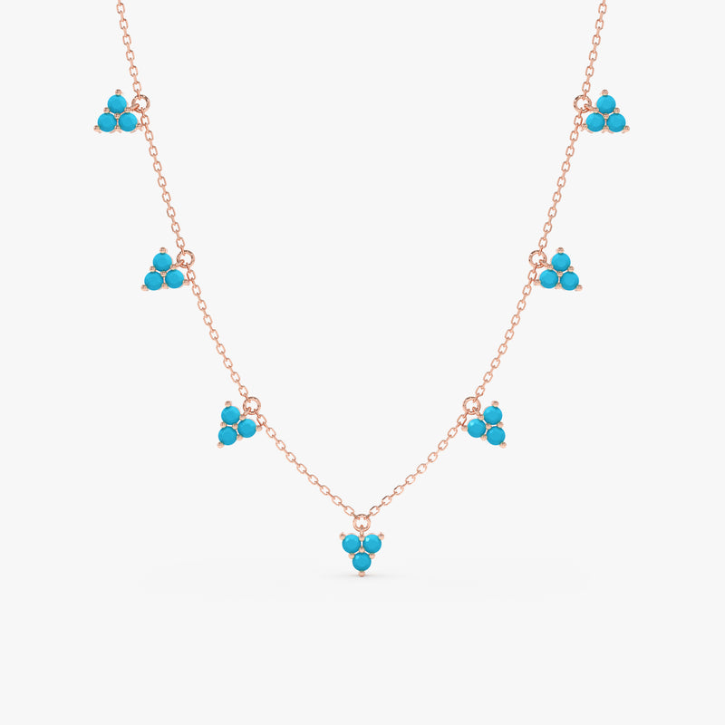 Dainty Turquoise Station Necklace, Elarosia
