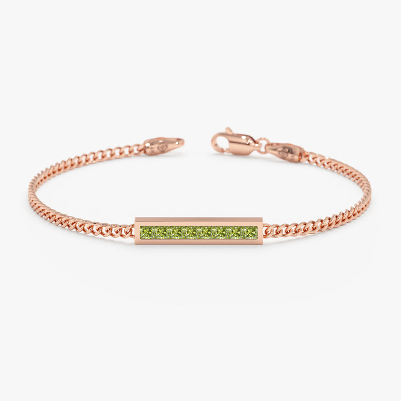 Peridot Bar Bracelet, Kira