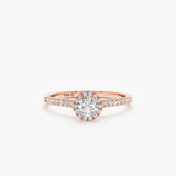 handmade natural white diamond rose gold ring
