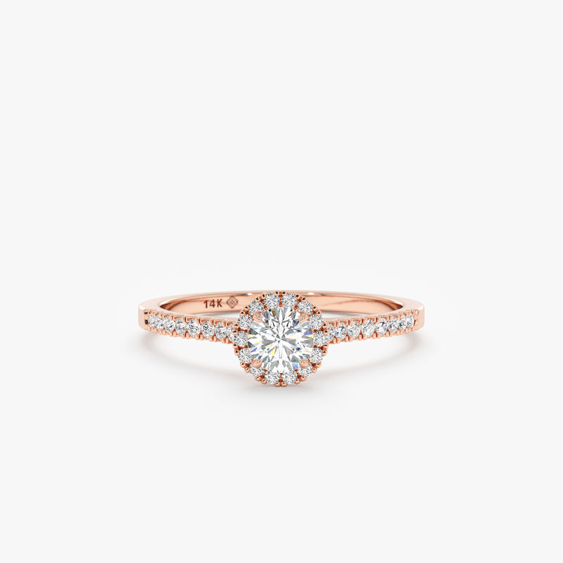 handmade natural white diamond rose gold ring