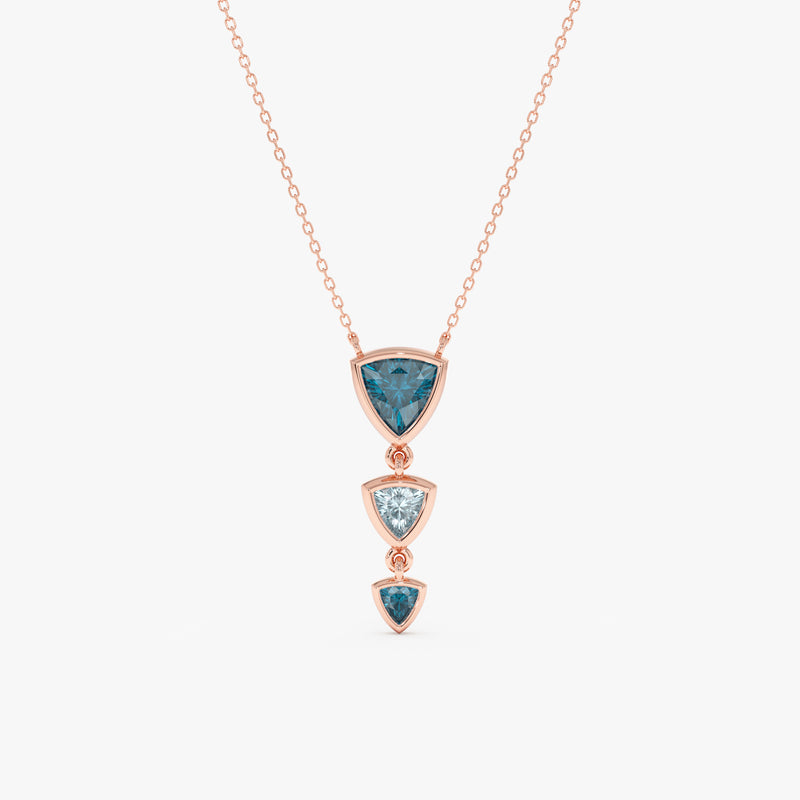 Trilliant Cut Blue Topaz Necklace, Vaelara