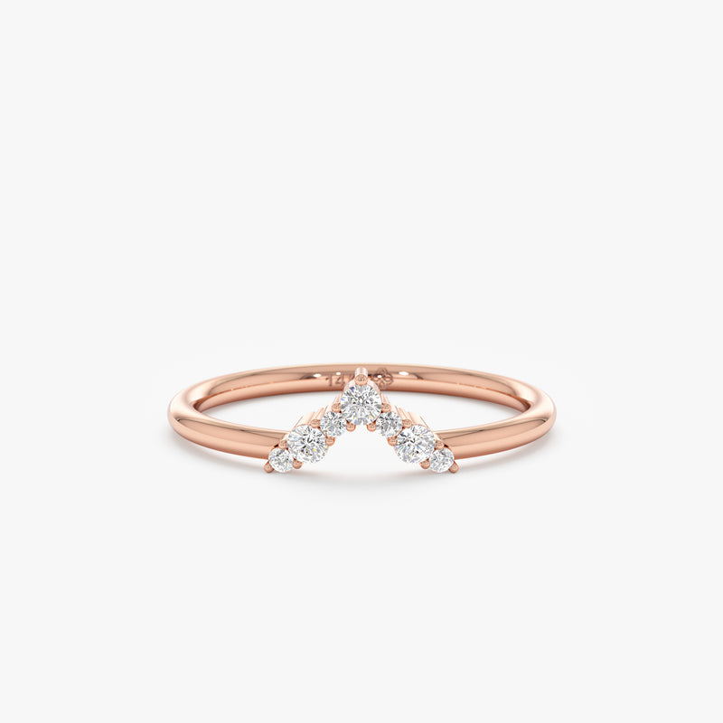 rose gold nesting ring with white diamonds