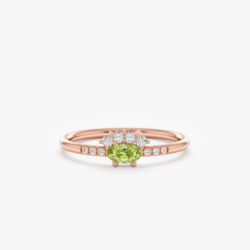 rose gold august birthstone peridot ring