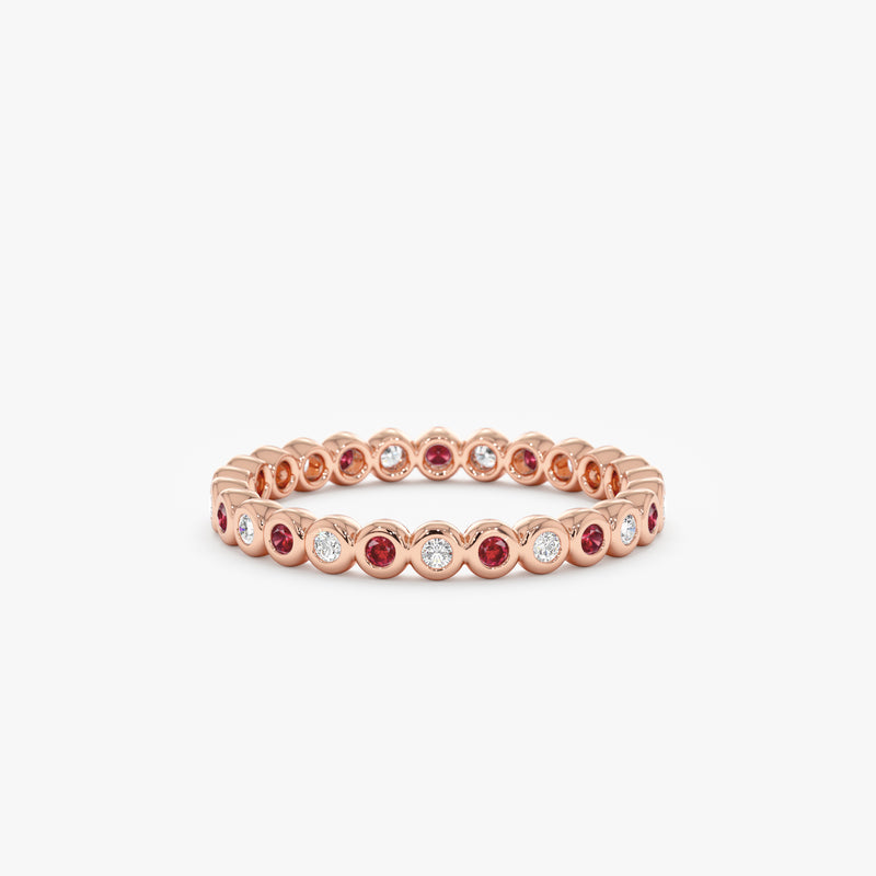 rose gold diamond ruby band