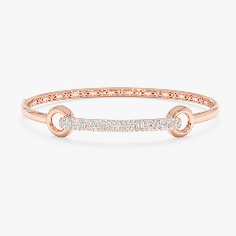 Interlocking Circle and Bar Bangle, Lab Grown Pave Diamonds, Marzanna