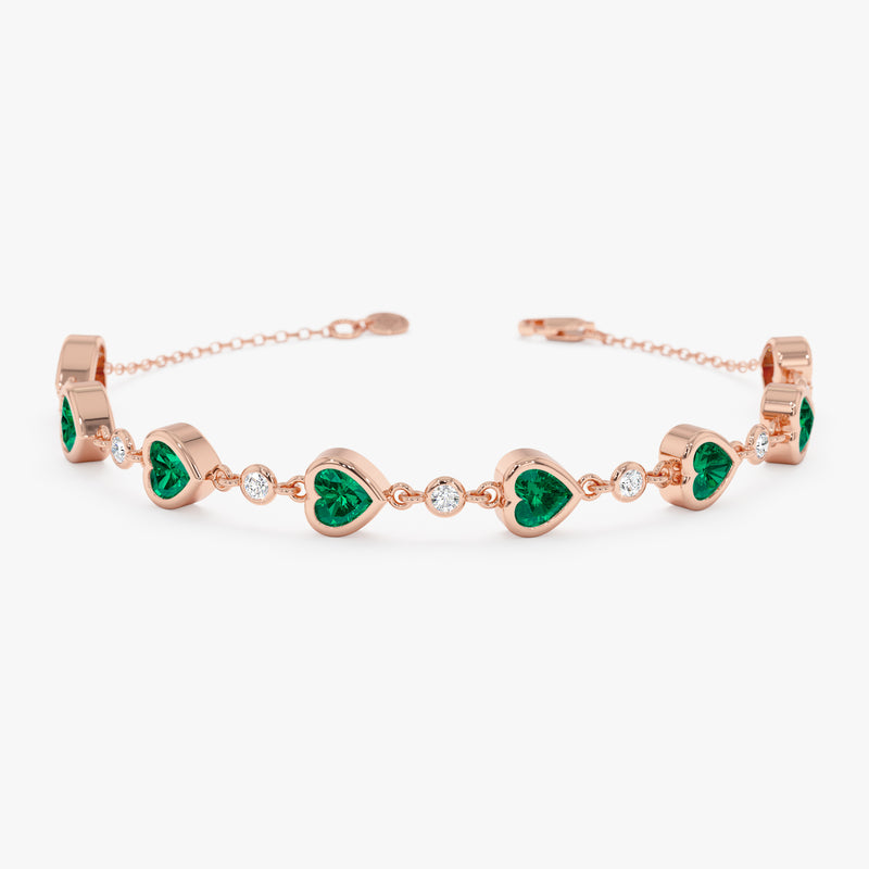Heart Cut Lab Grown Emerald Bracelet, Thessira
