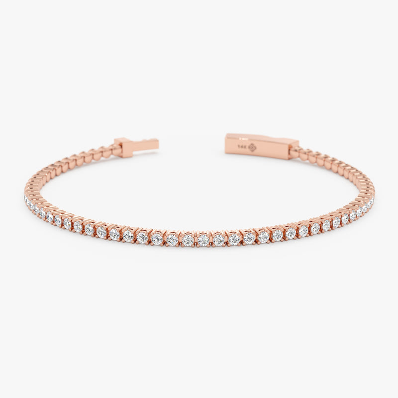 dainty solid rose gold natural white diamond bracelet