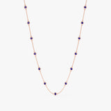 solid rose gold blue gemstone necklace