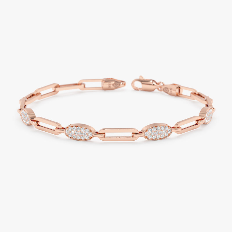 Pave Oval Shape Station Bracelet, Nimira