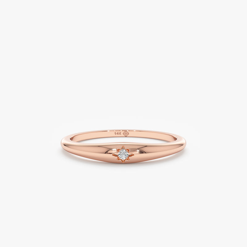 ring in rose gold with single natural diamond
