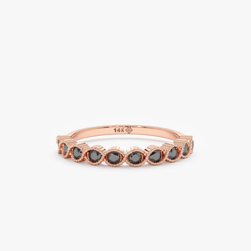 rose gold natural black diamond ring
