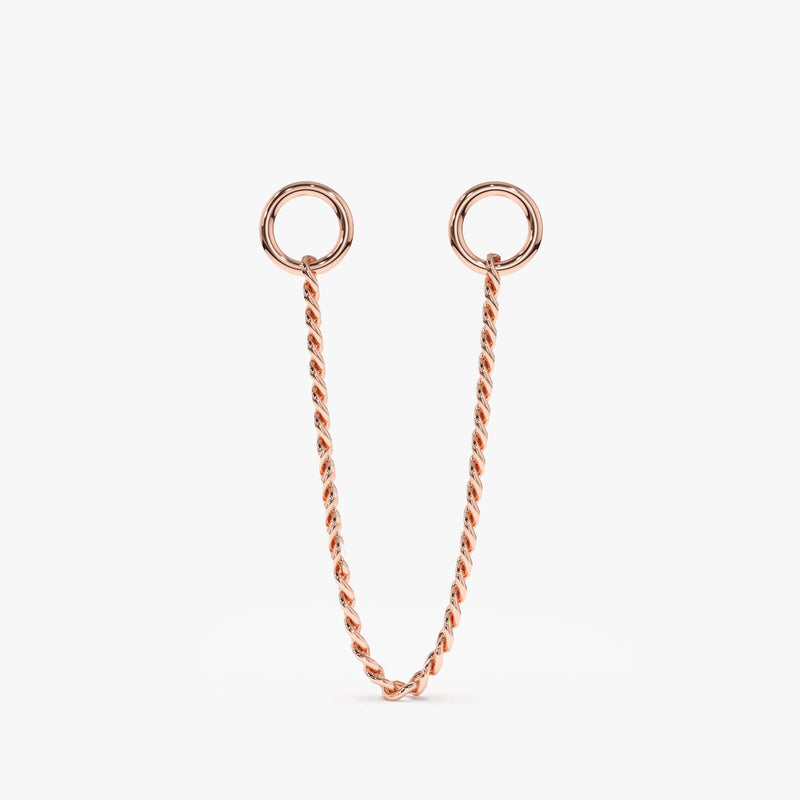 Handmade 14k solid rose gold cuban chain charm for huggies 
