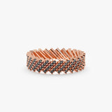 Geometrical Set Black Diamond Rose Gold Band