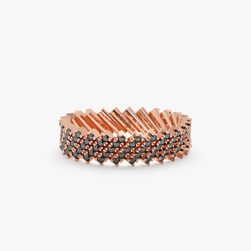 Geometrical Set Black Diamond Rose Gold Band