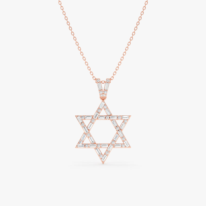 Baguette Diamond Star of David Necklace, Saphina
