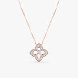 Floral Diamond Pendant Necklace On Rose Gold Cable Chain