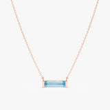 Natural Baguette Sky Blue Topaz Necklace, Vix
