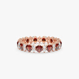 rose gold garnet diamond garland ring