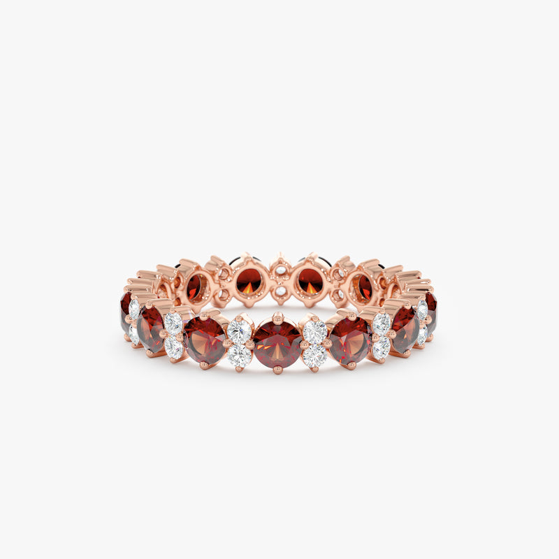 rose gold garnet diamond garland ring