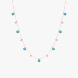 Turquoise & Lab Grown Diamond Station Necklace, Virey