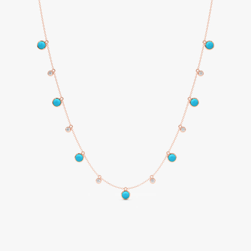 Turquoise & Lab Grown Diamond Station Necklace, Virey