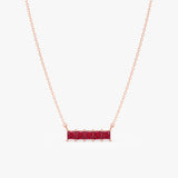Solid Gold Ruby Bar Necklace, Lyriavelle